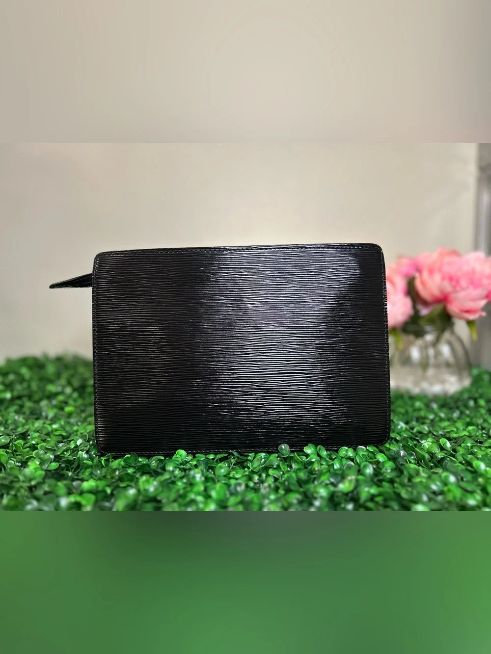 Louis Vuitton Black Epi Pochette Homme Clutch Portfolio Bag LV